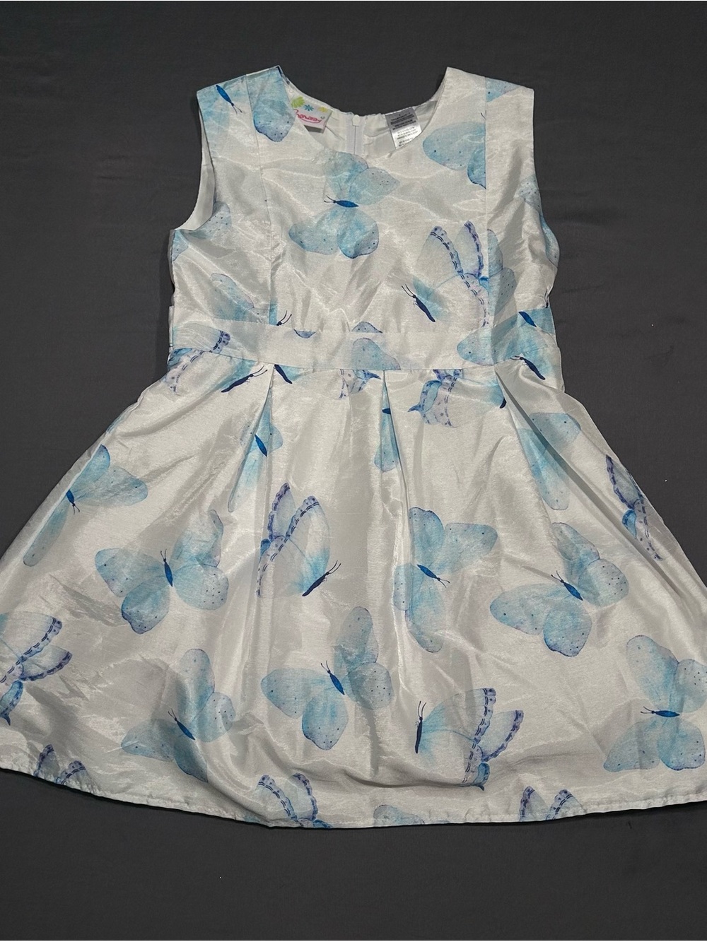 Samara White & Blue Butterfly Print Party Dress
